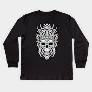 Black and White Tribal Chief Kids Long Sleeve T-Shirt